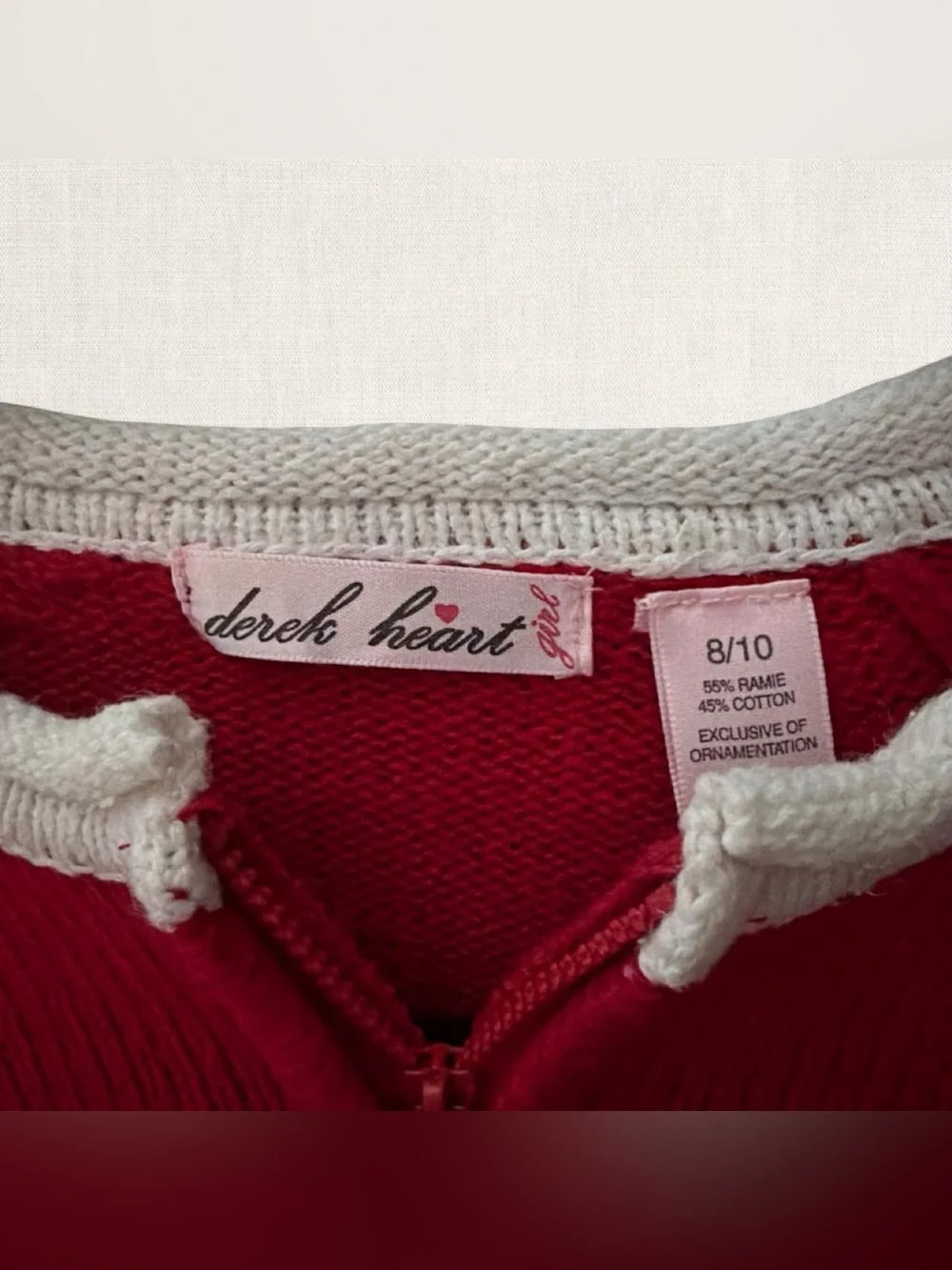 Derek Heart Kids Red Zip-Up Holiday Sweater with Santa & Reindeer